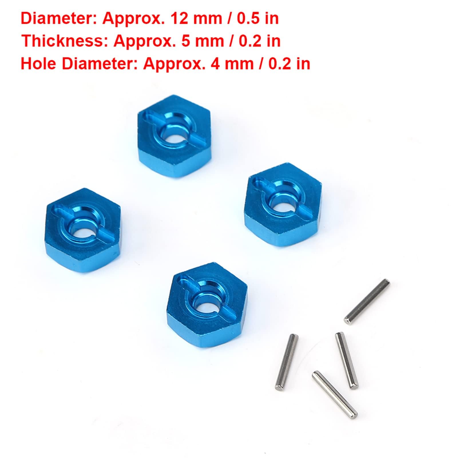 5mm RC Nakrętki Sześciokątne, 5mm Koła ze Stopu Aluminium Hex Mount Hub Nakrętka z Kołkami do 1/14 144001 RC Car(Niebieski 1266B)