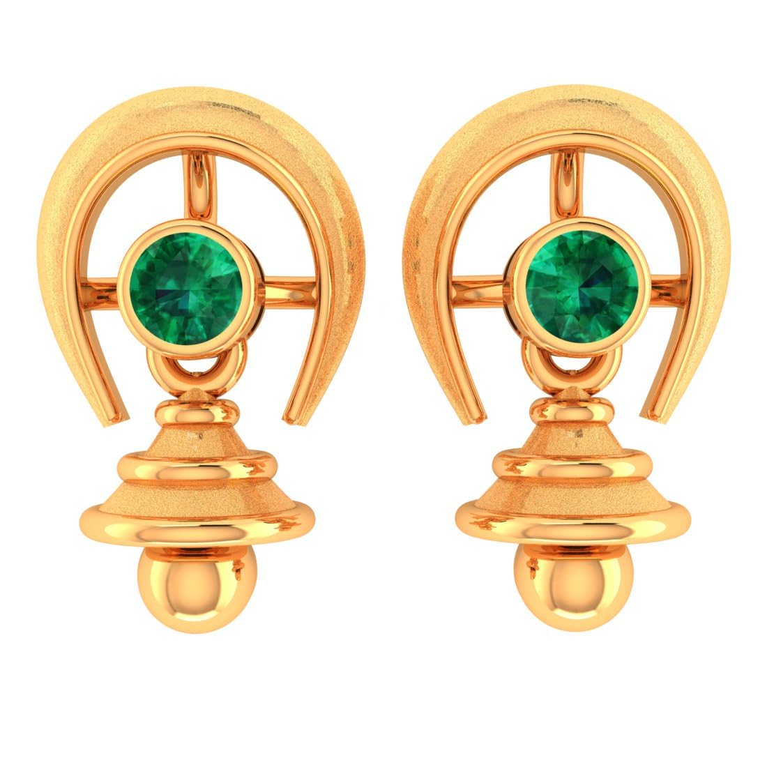 9KT (375) BIS Hallmark Gold Raksha Arch Stud Earrings with Green Stones | Gift for Women & Girl's | 0.96 Grams-image-43