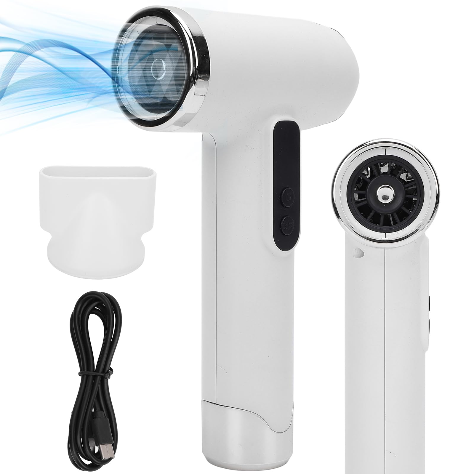 Kabelloser Haartrockner für Frauen, USB kabellos wiederaufladbar Akku föhn 100.000 U/min, 15.000 mAh Reiseföhn Heiß Kalt Wind Styling für Wohnheim, Studenten, Zuhause, Reisen (Weiß)