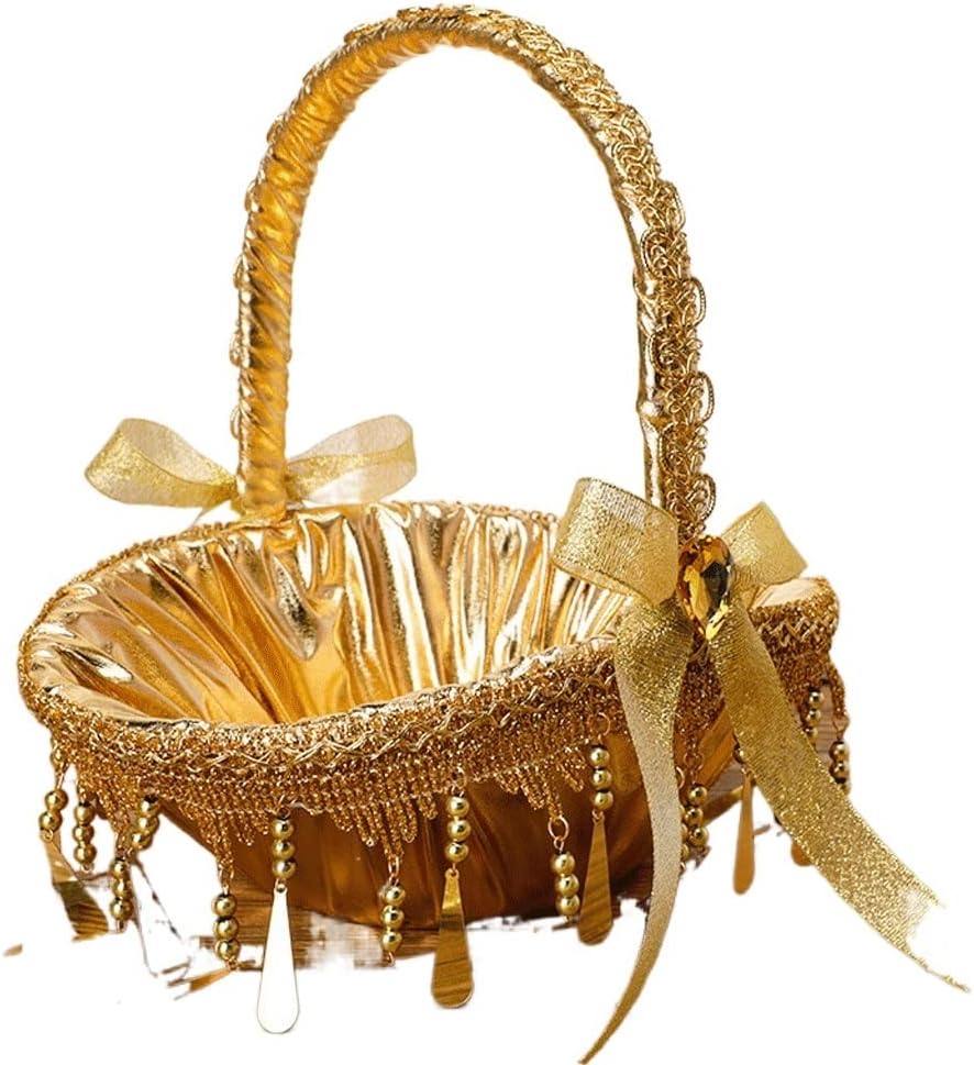 HBJWOV Portable Flower Basket Movable Carry Handle Wedding Girl Bridesmaid