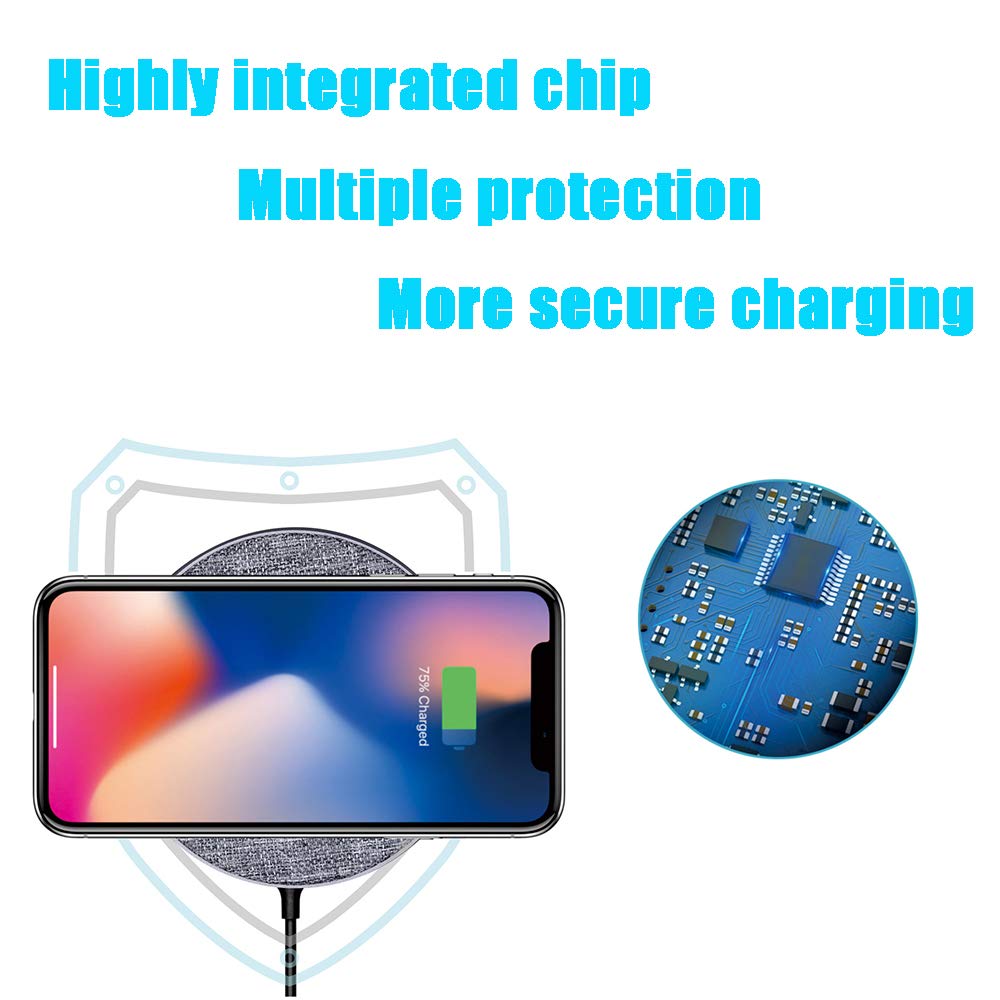 Caricatore Wireless Rapida Adattatore QC 3.0, Ricarica Wireless Veloce Qi Quick Charge 3.0 da 7,5W per iPhone XS Max XR X 8 Plus, 10W per Samsung Galaxy S9 S8 S7 Note 9/8, Black