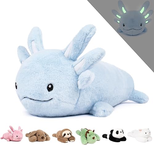 Niuniu Daddy Animales de peluche con peso de ajolote azul de 18 pulgadas  2.8 libras para niños, adultos y niñas, juguete de peluche gigante y lindo