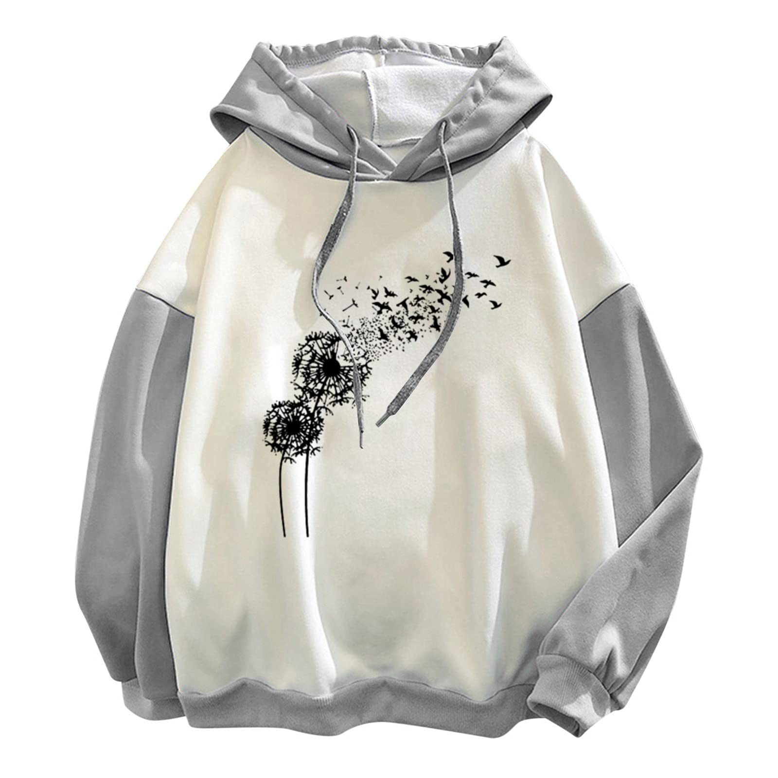 IHEHUAWomen's Cute Long Sleeve Hooded Sweatshirt Tops Girls Lovely Hoodie Pullover Cartoon Blouses (D-Gray, XL)