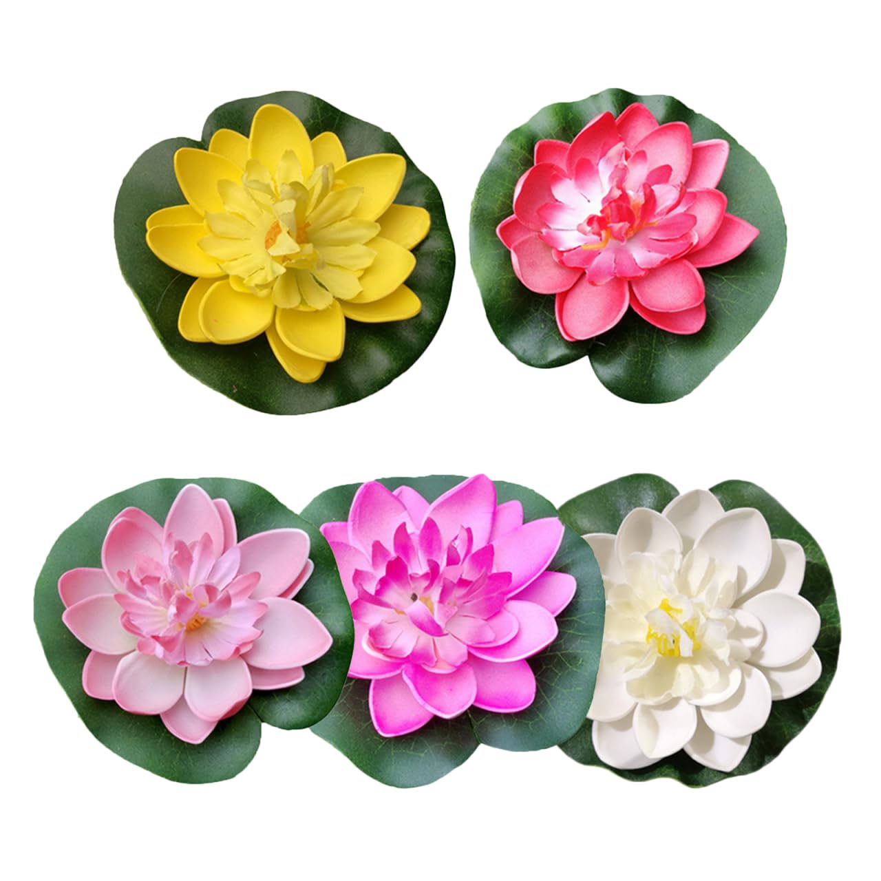 Lurrose 蓮の花 造花 5個セット 睡蓮 人工水草 リアルな質感 浮き草 メダカ 金魚 水槽 睡蓮鉢 ビオトープ 水槽飾り インテリア用 フェイクグリーン 浮草 人工 スイレン 噴水 池 装飾 柔らかい EVA製 10cm (5色セット)