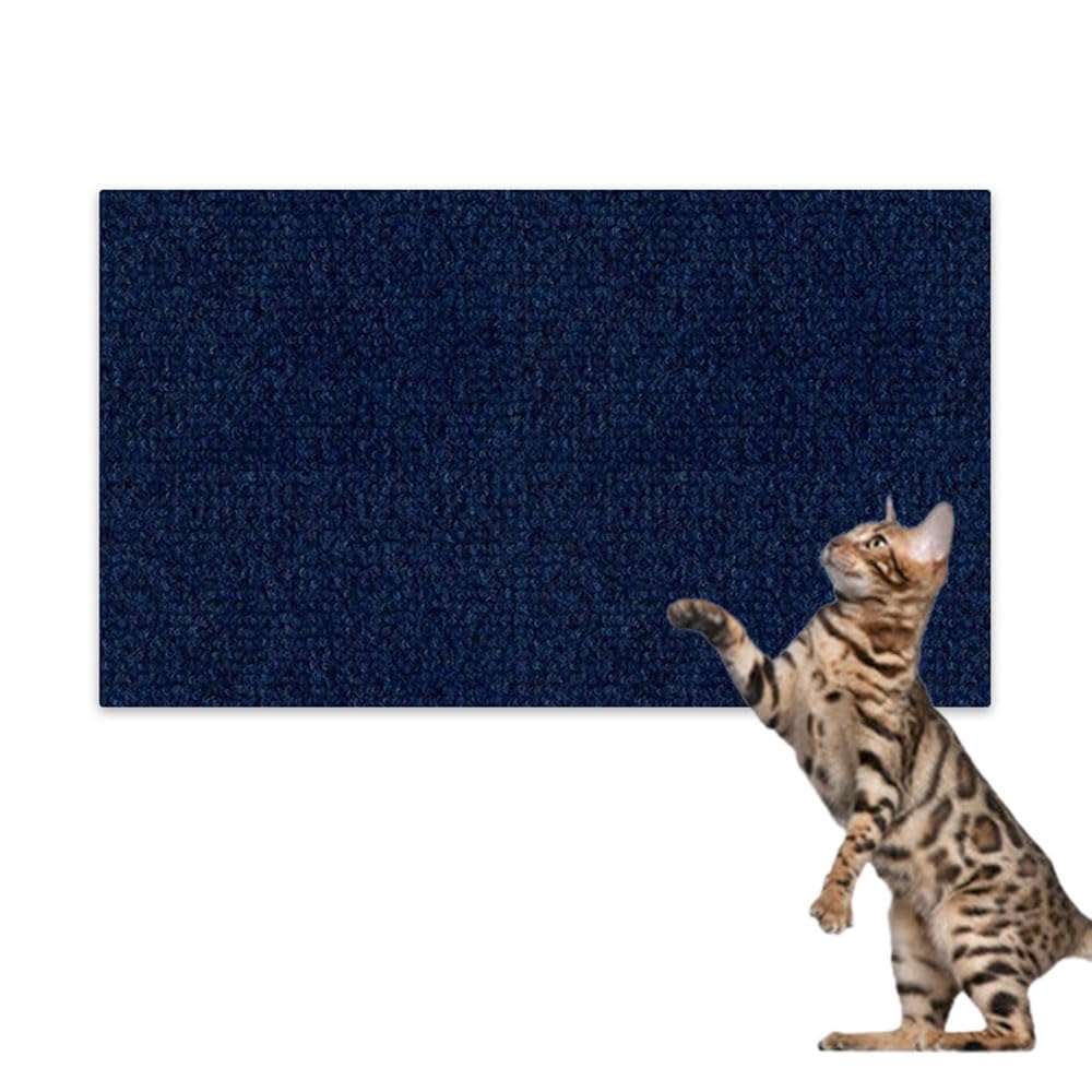 Hearda Cat Scratch Mat, Self Adhesive Cat Scratching Mats, Abrasion Resistant Polyester Scratcher, Protects Furniture & Sofa, Couch Carpets Rug (Navy Blue,60x100cm)