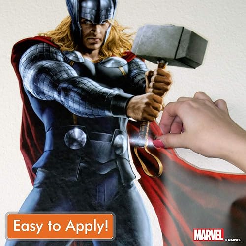 Miniatura 2 de Decalcomania Marvel Thor - 10 calcomanías de pared de 23 x 27 pulgadas con interacción de realidad aumentada 3D