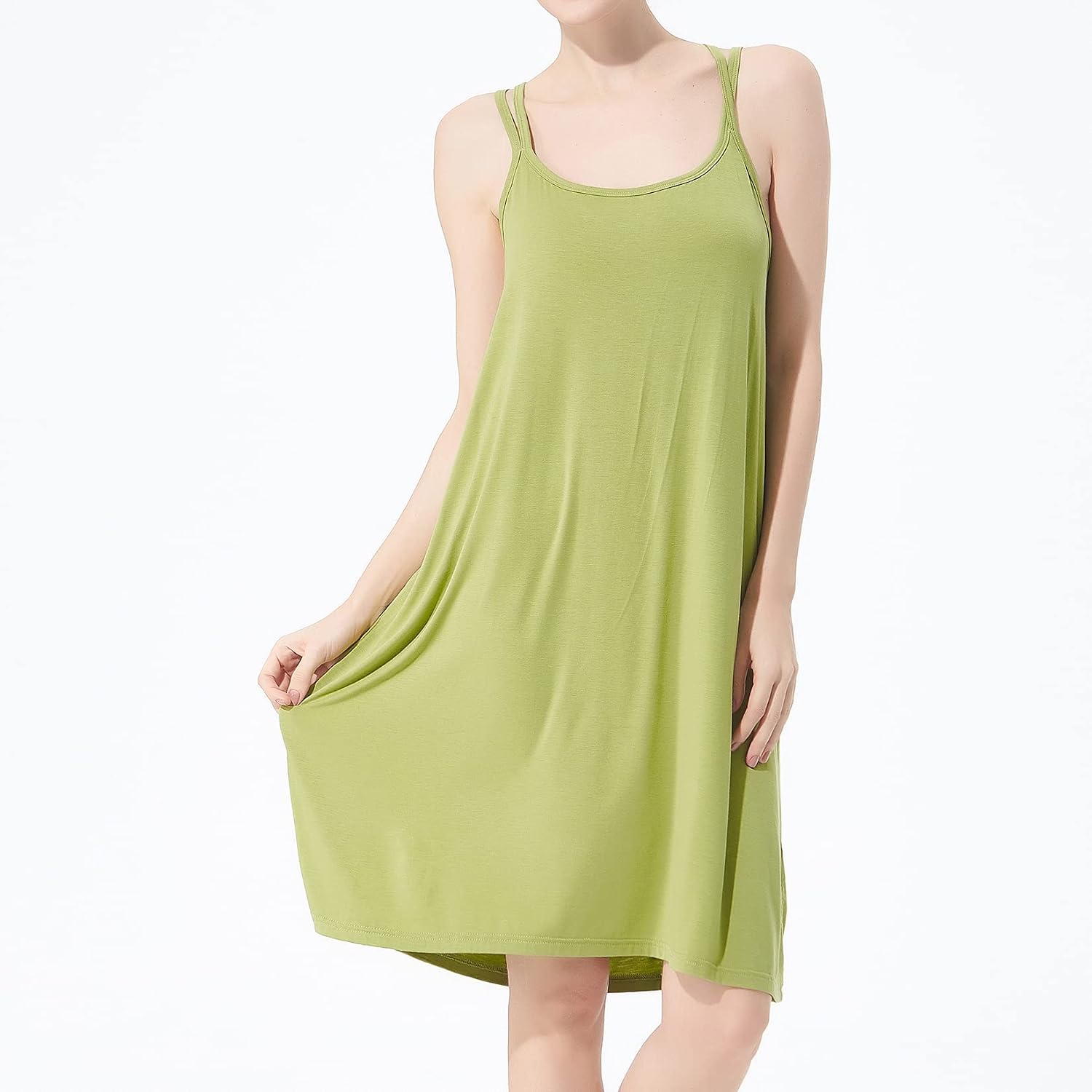 Lu's Chic Women's Cotton Nightgown Plus Size Cami Sleepwear Sleeveless Summer Loungewear
