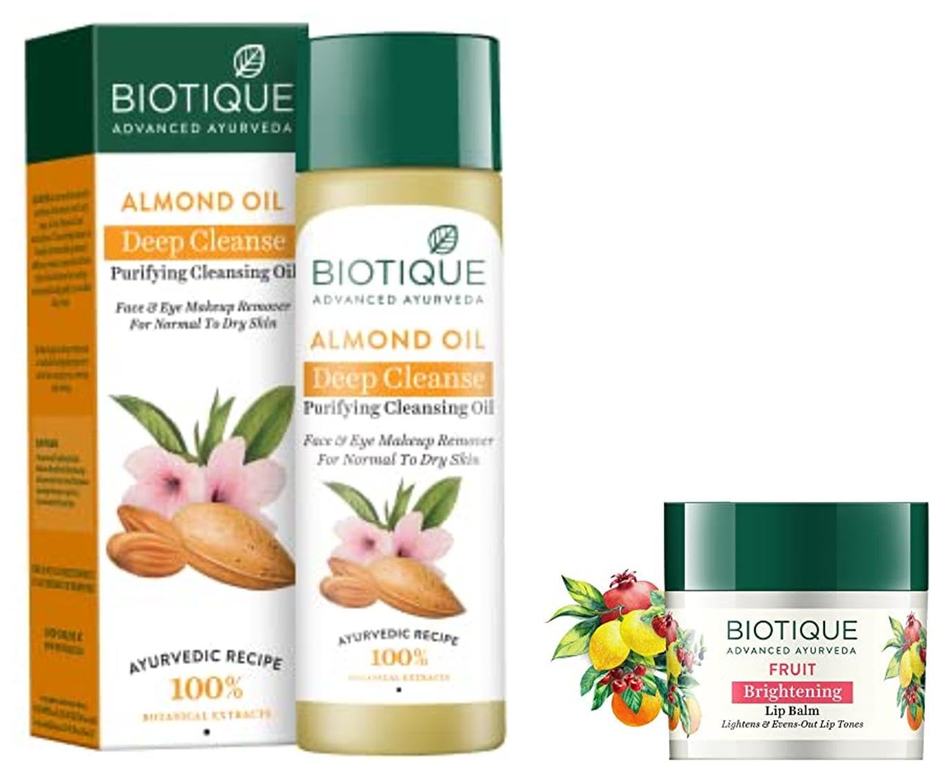 Biotique Almonmd Oil Deep Cleanse Purifying Cleansing Oil Face & Eye Makeup Remover For Normal to Dry Skin, 120ml & Biotique Bio Fruit Whitening/Brightening Lip Balm, 12g-image-47