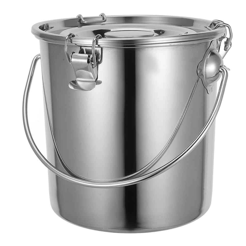 PATKAW Seau Hermétique en Acier Inoxydable 9l avec Poignée, Contenant Alimentaire Polyvalent et Grosse Capacité, Stockage Transport