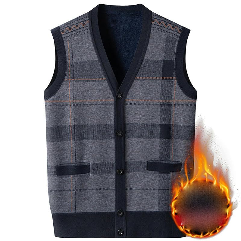 Chaleco de punto de cachemira para hombre con forro de felpa premium 6
