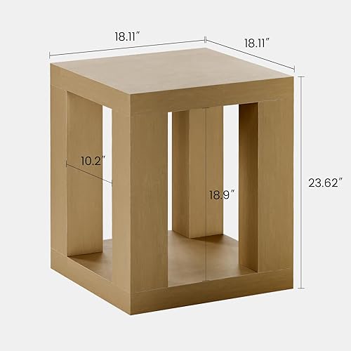 Miniatura 2 de Mesa auxiliar de granja de 23.62 pulgadas, mesa auxiliar de madera con estante de almacenamiento de 2 niveles, mesas auxiliares cuadradas para sala