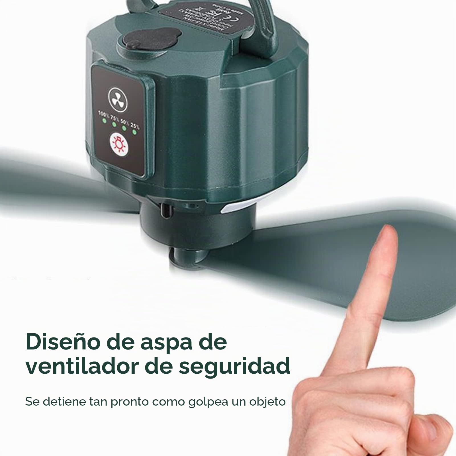 Ventilador de camping,Ventilador de techo portátil con luz LED y batería recargable USB de 10400 mAh,3 velocidades silencioso y control remoto,desmontable para pesca,viajes y actividades al aire libre