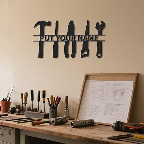 Miniatura 3 de Letreros de garaje personalizados para hombres, letrero de taller de papás, letrero personalizado de metal para exteriores, decoración de cueva de