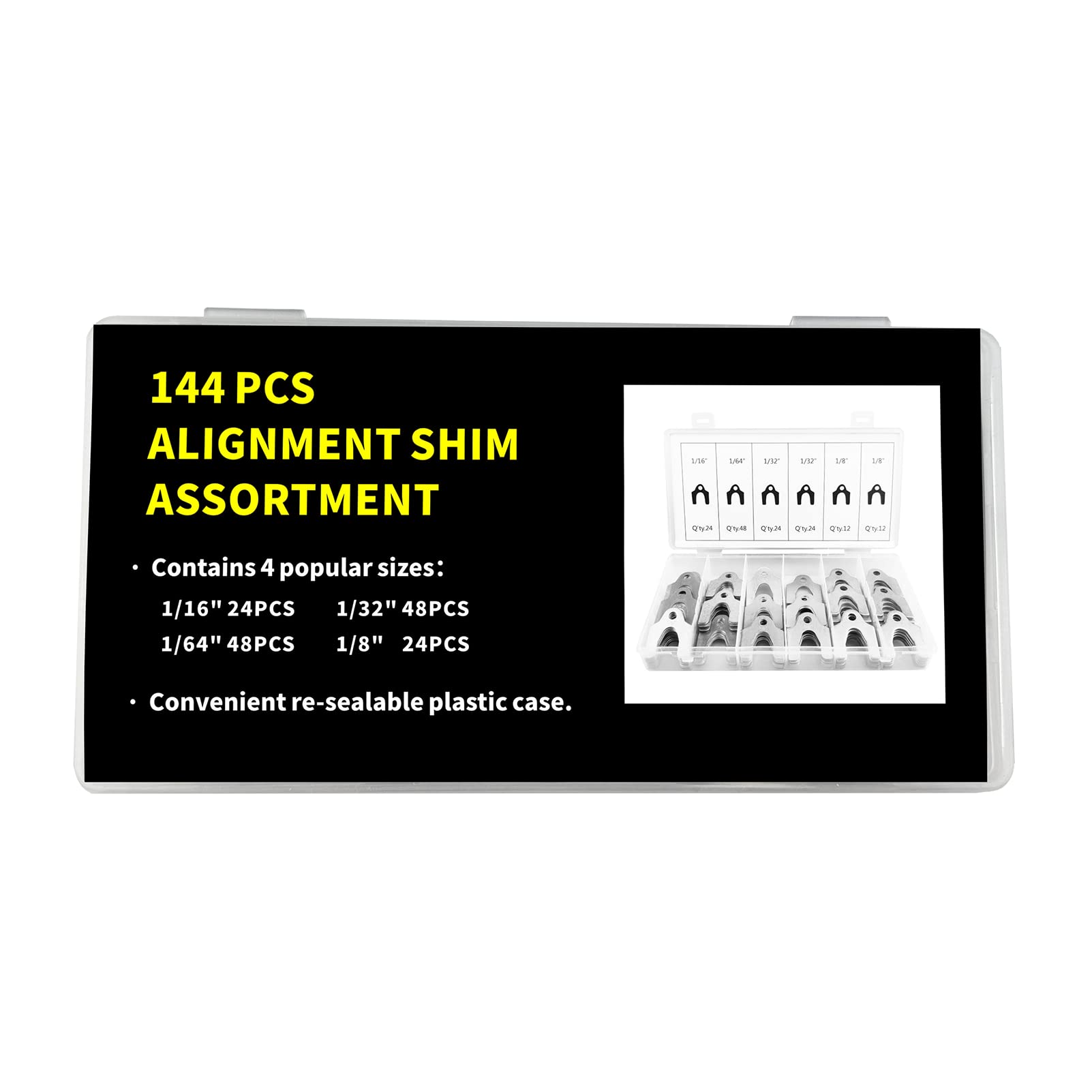 Alignment Sim Plastic Shims 144-Piece Auto Alignment Body Shim Kit – 1/64” 1/32” 1/16 ...