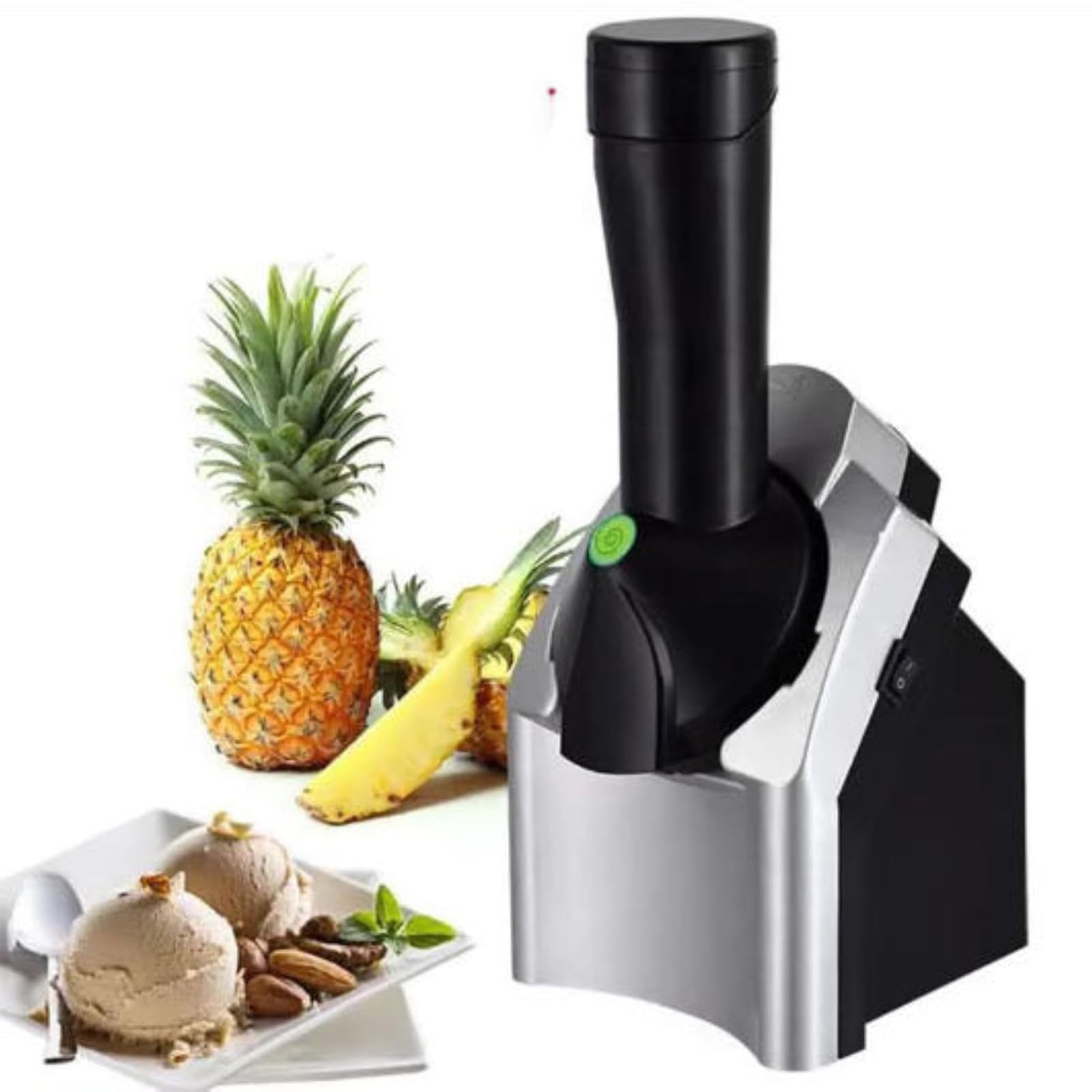 Eismaschine für Zuhause, Dessert-Soft-Serve-Maschine für gesundes Sorbet, Halbgefrorenes, Frozen Joghurt & Fruchteis, Einfach zu bedienen mit klappbarem Deckel