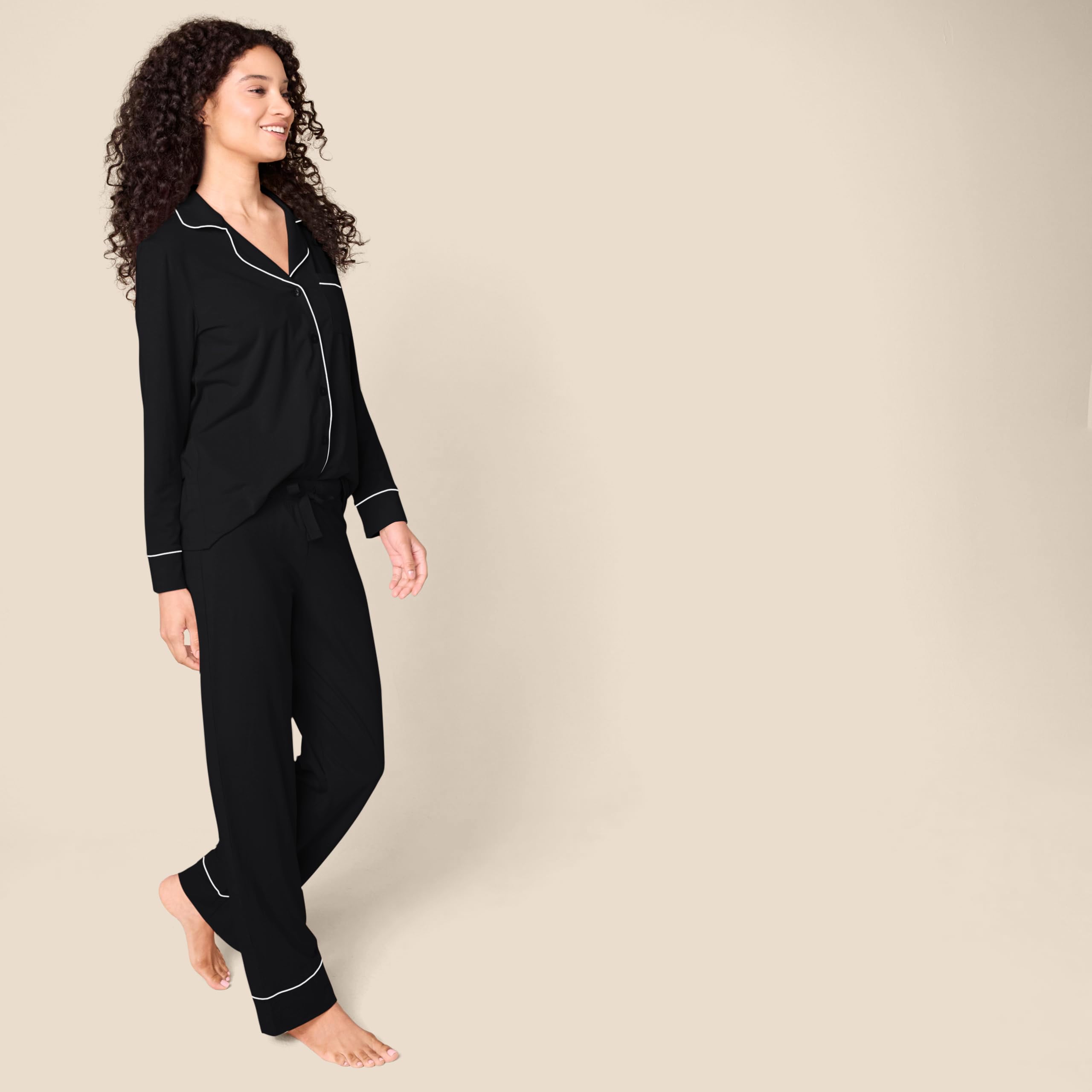 Amazon Essentials Camicia a Maniche Lunghe in Modal di Cotone e Pigiama a Tutta Lunghezza Donna