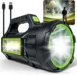 Lanterna Profissional Holofote LED 100000 Lúmens Recarregável com Bateria USB e Longo Alcance de 500m