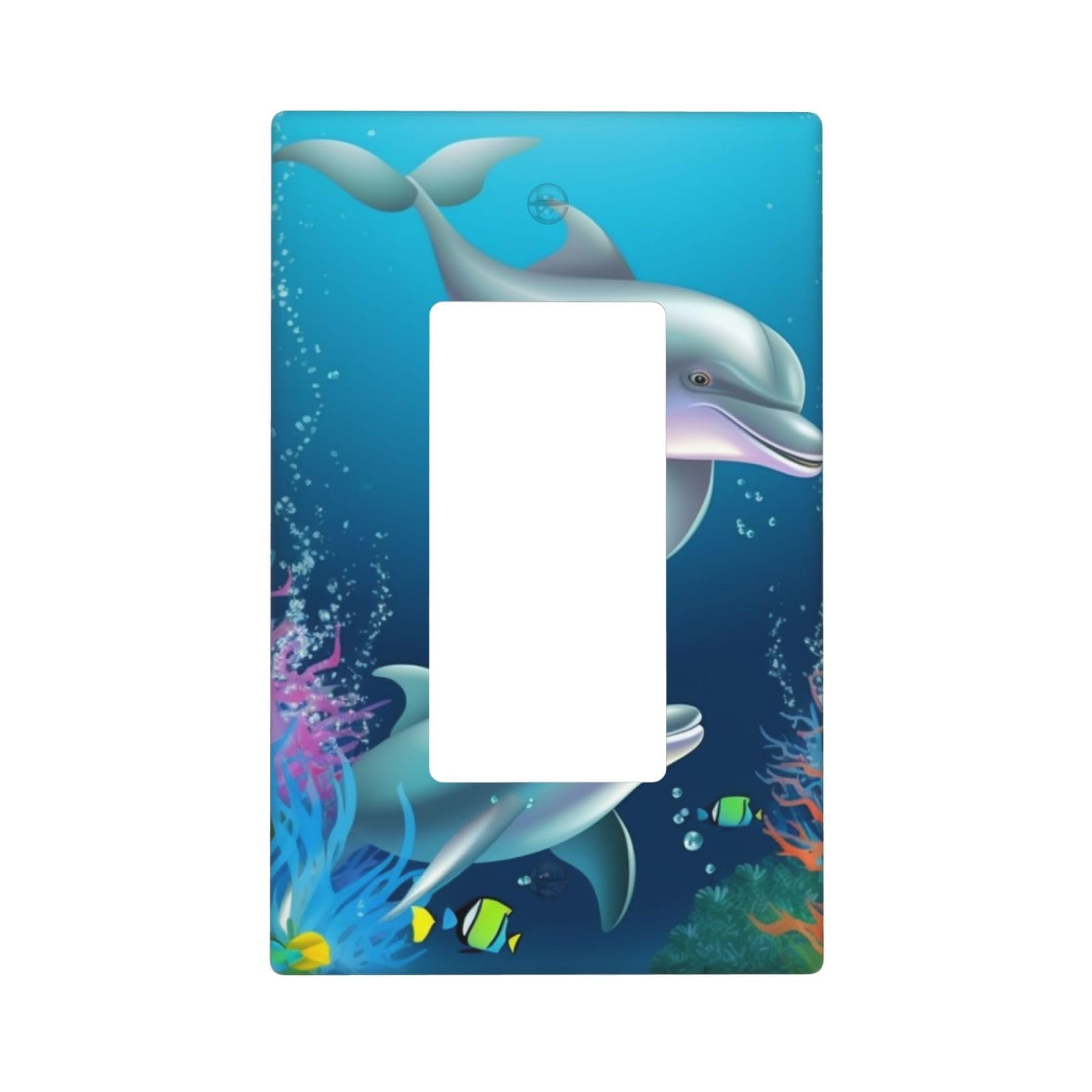 Decorator Wall Plate 1 Gang Light Switch Covers Decorator Receptacle Outlet Covers Dolphin and fish Wall Plates for Electrical Outlets Plug Cover Single Rocker Switch Plates