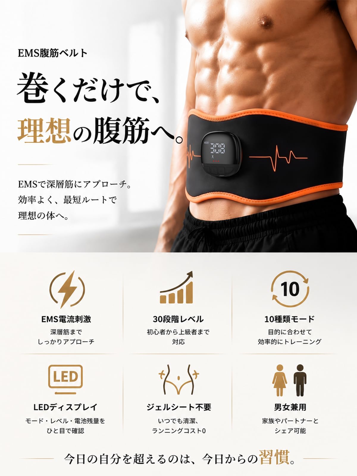 Amazon.co.jp: 【理想の腹筋へ&消費カロリー見える化】EMS腹筋ベルト