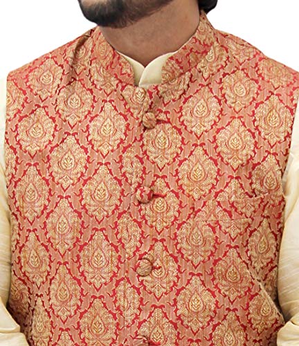 Image of Men's Silk Kurta Pyjama With Waistcoat