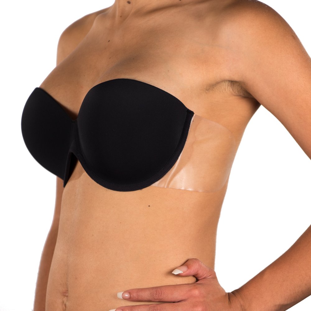 Perfection Secrets Winged Bra - Backless Strapless Invisible Adhesive Wings A to E Cup (C, Black)