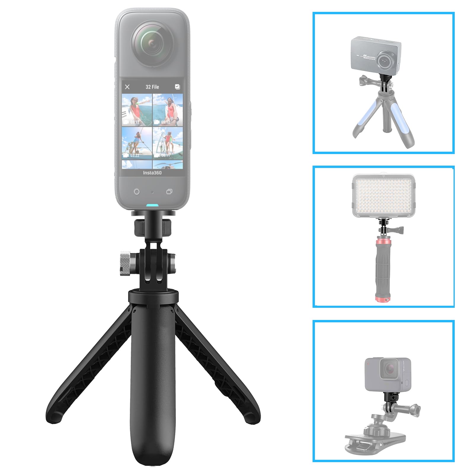 Adattatore Treppiede 1/4" Per Insta360 X4/X3/ONE X2 - 2 Pezzi In Alluminio - Foto 12