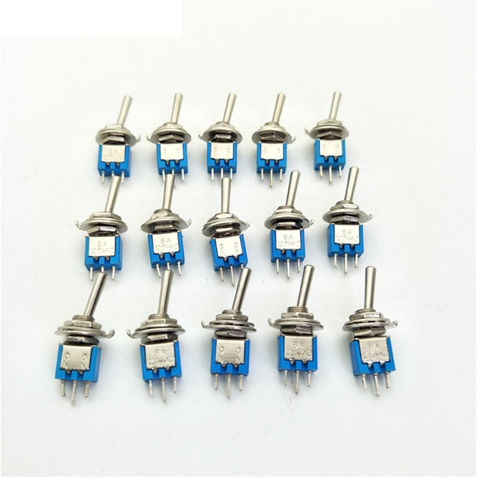 BKGWCSOR 15Pcs AC125V/6A 250V/3A ON/ON 2 Position 5mm Thread Holes SPDT Toggle Switch SMTS-102 Switches
