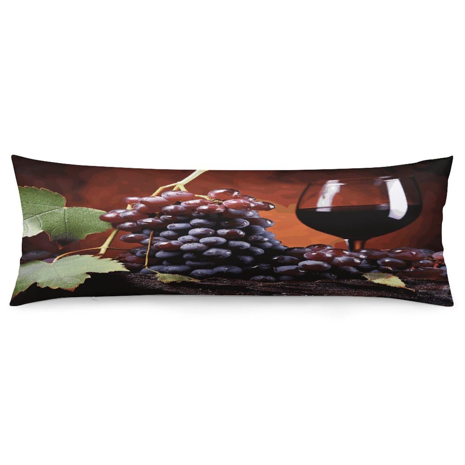 Red Wine Grapes Body Pillow Cover Luxury Long Body Pillow Pillowcase with Hidden Zipper Breathable Soft Cozy Pillow Case Wrinkle Fade Resistant Pillowcase 20''×54''