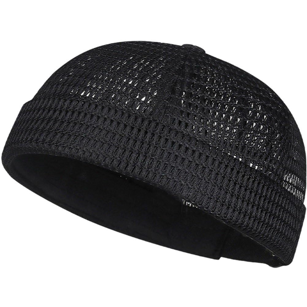Baokuan Men's Breathable Brimless Hat Summer Style Mesh Tang Ultra Cooling Skull Adjustable Hip-hop Cap Docker Beanie