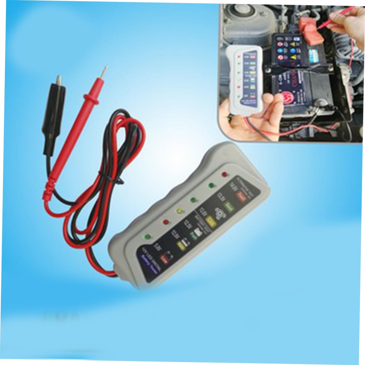 SOLUSTRE Smart Design Car Battery Tester Led Indicator for Battery Charging Status 12v Digital Checker