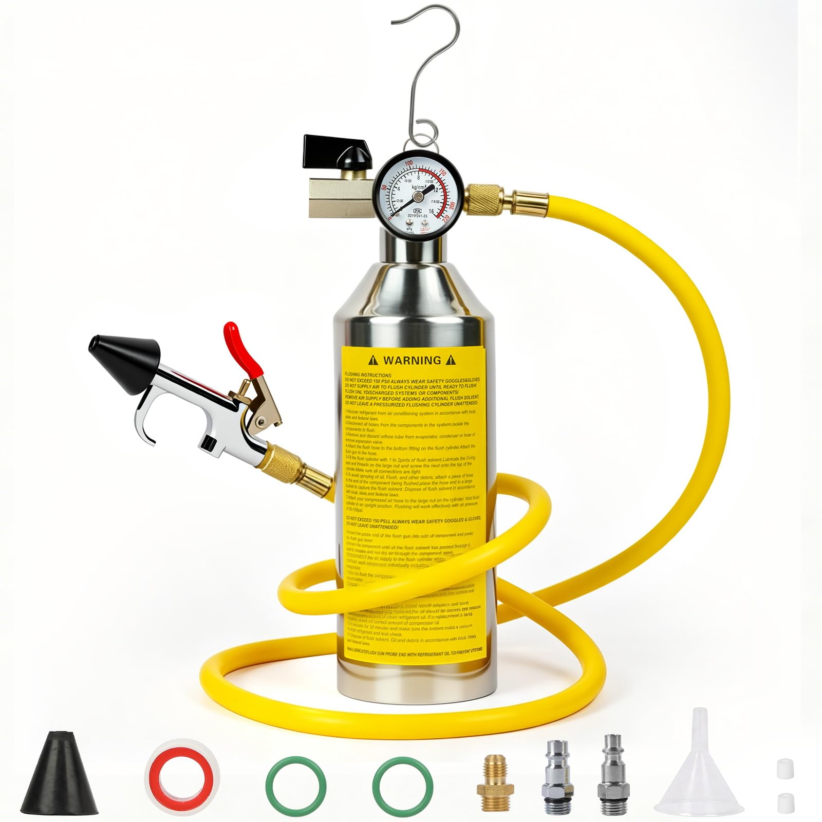 Kit de Limpieza para Conductos de Aire Acondicionado con Manómetro y Manguera de 1 Metro, Kit de Purificación para Sistemas de Aire Acondicionado de Automóviles, apto para A/C y HVAC