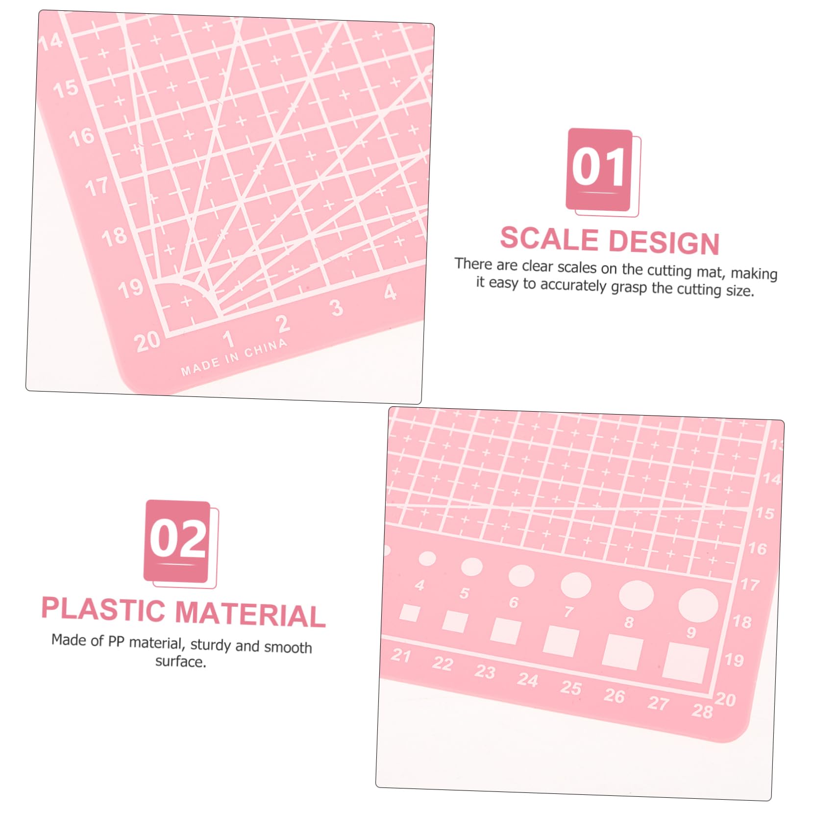 DOITOOL Cutting Backing Grids Kitchen Crafting Mat Cutting Pads Sewing Crafts Mat Durable from Shape Hobby Craft Cutting Mat Engraving Art Mat Cutting Board Quilting Cutting Mats Pink