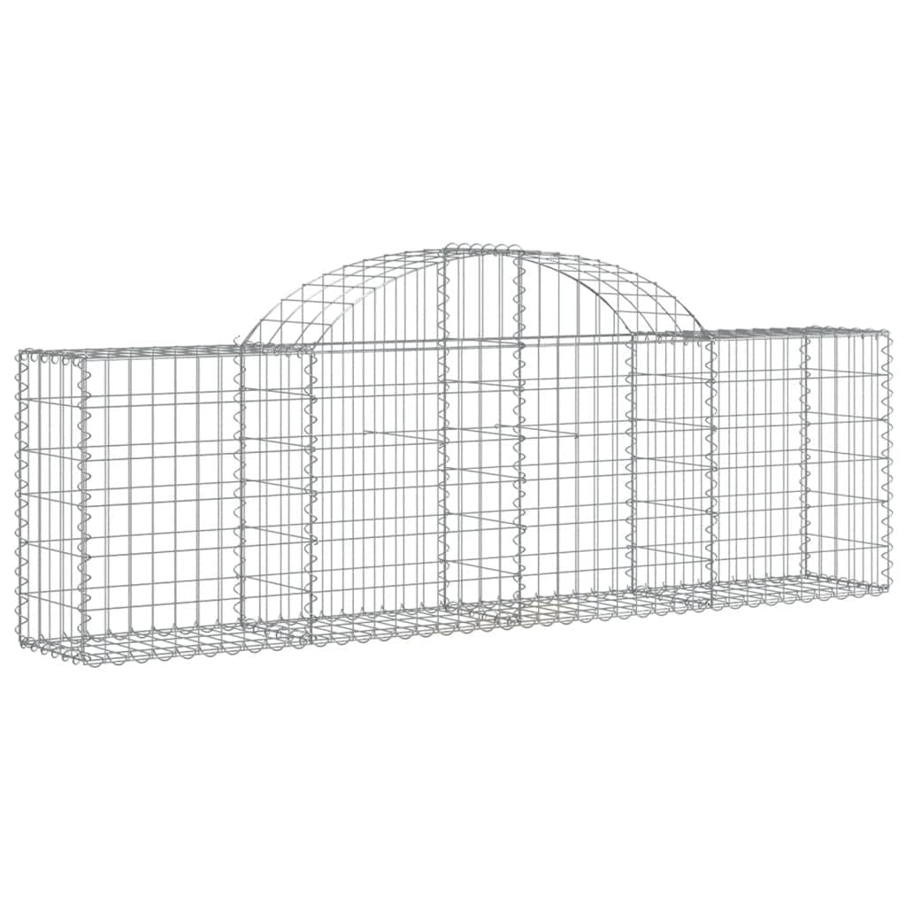 6 Cesti Gabbioni ad Arco 200x30x60/80 cm Ferro Zincato | Divisori decorativi per giardino e patio, ideali come barriere fonoassorbenti e recinzioni in pietra.