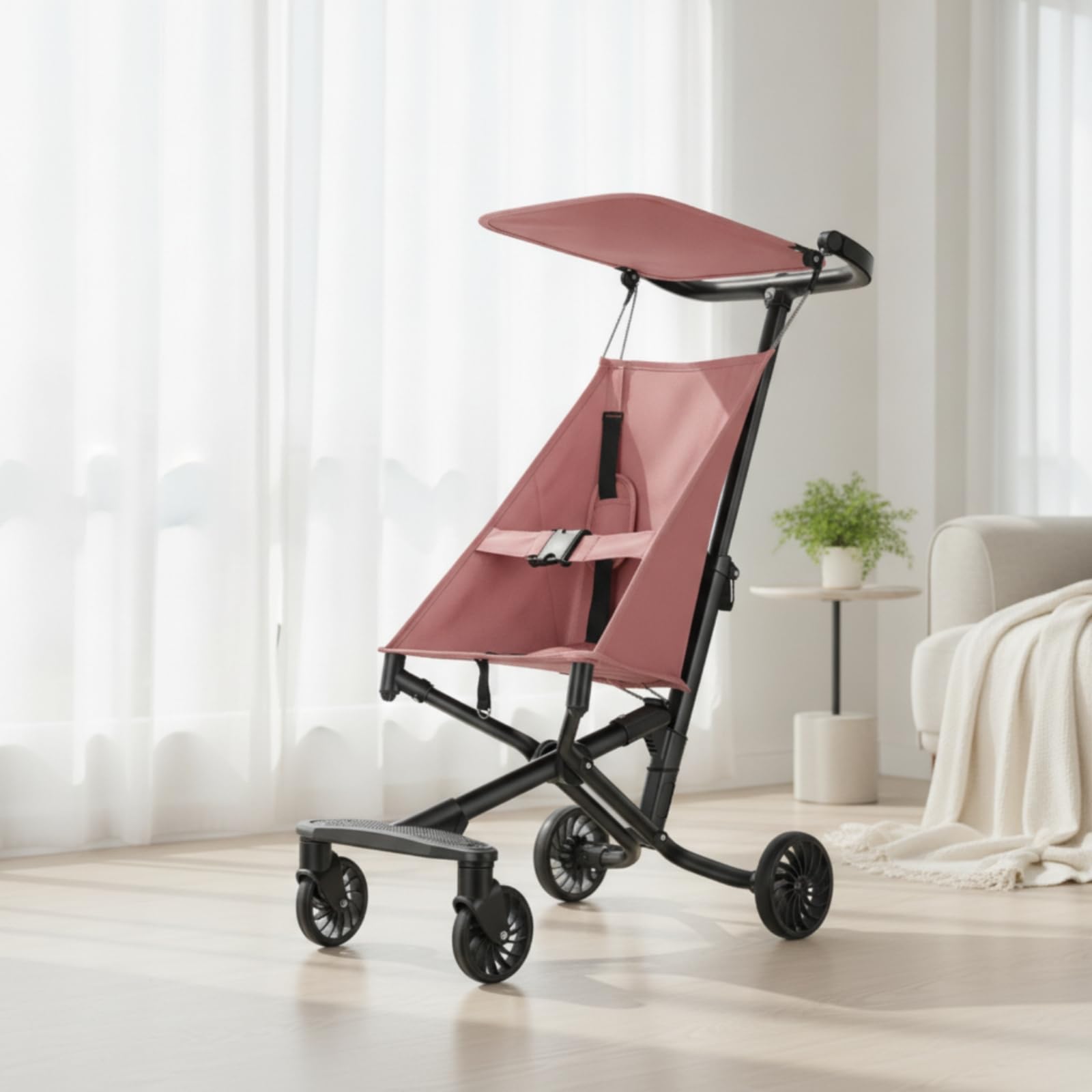 Silla Ligera Compacto Cochecito Plegable Maniobrable Silla con Capota para,