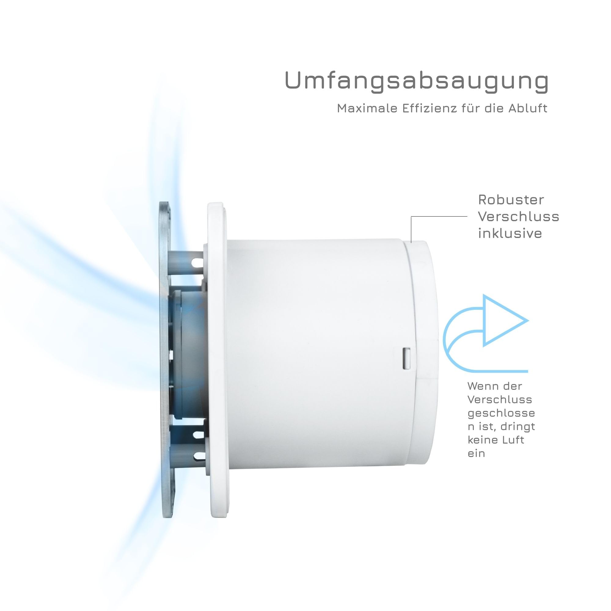 Turbionaire TREND 100 SA Badlüfter 100mm, Aluminium Frontplatte Matt, Gegen Feuchtigkeit und Schimmel, Mit Lichtschalter-Aktivierung, Für Belüftung im Badezimmer und WC, 5 Jahre Garantie