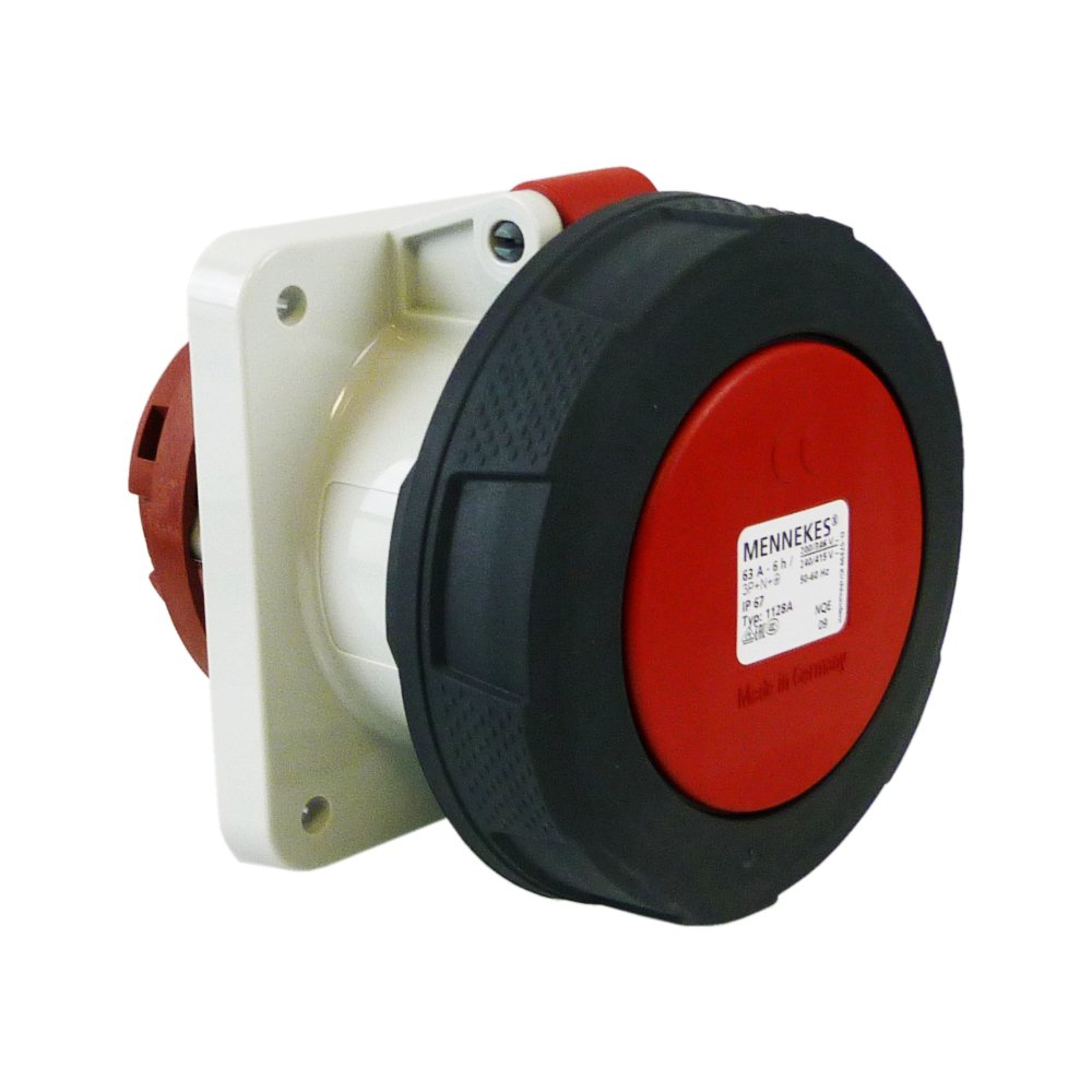 Base encastrement droite 63 A 5 pôles Mennekes 1128 A pour alimentation de machines