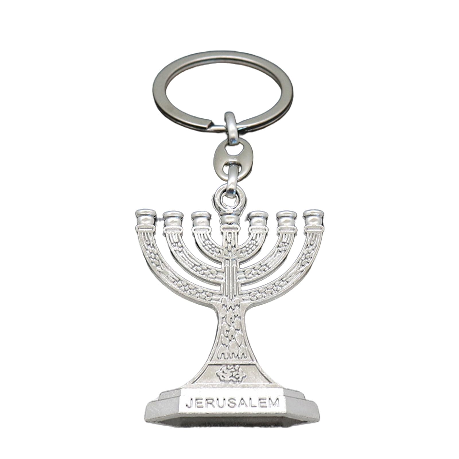Traditional Menorah 7 Branch Jewish Candle Holder Keychain 12 Tribes Of Israel Jerusalem Temple Candlestick For Backpack 7 Branch Candle Holder