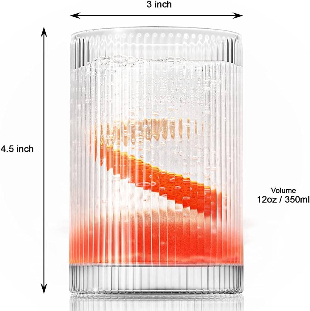 LEMONSODA Vasos y vasos de cóctel de línea recta vintage Highball (12 onzas, juego de 4)