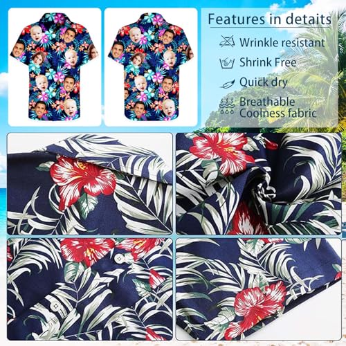 Custom Hawaiian Shirt W/Face for Men Personalized Funny Button Down Hawaiian Shirts w/Photo Tropical Beach Shirts2