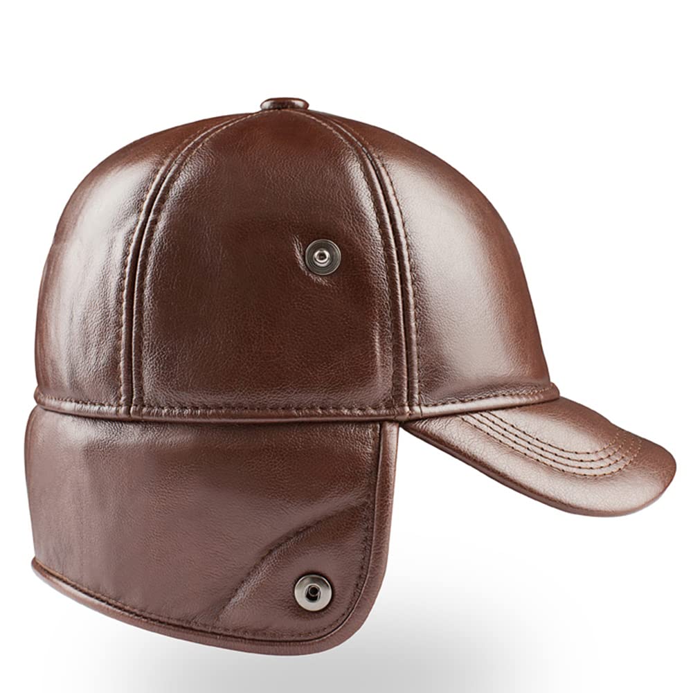DongBao Berretto da Baseball in Pelle Cappello Invernale papà da Uomo all'aperto Caldo con Paraorecchie