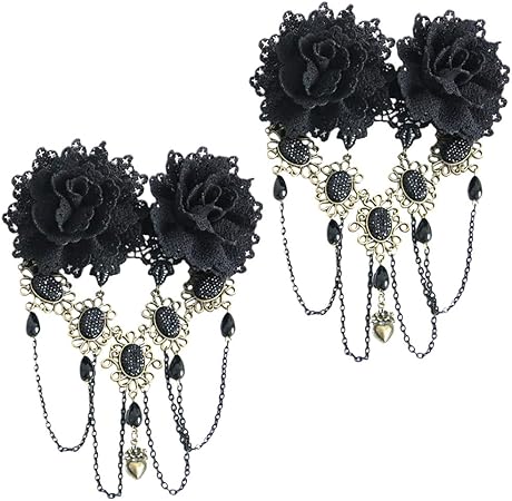 Amazon Frcolor ヘアアクセサリー バレッタ ヘアクリップ 薔薇 髪飾り ゴシック 髪留め バラ ヘアピン ロリータ レディース パーティー 2個セット ブラック Frcolor ヘアクリップ バレッタ 通販