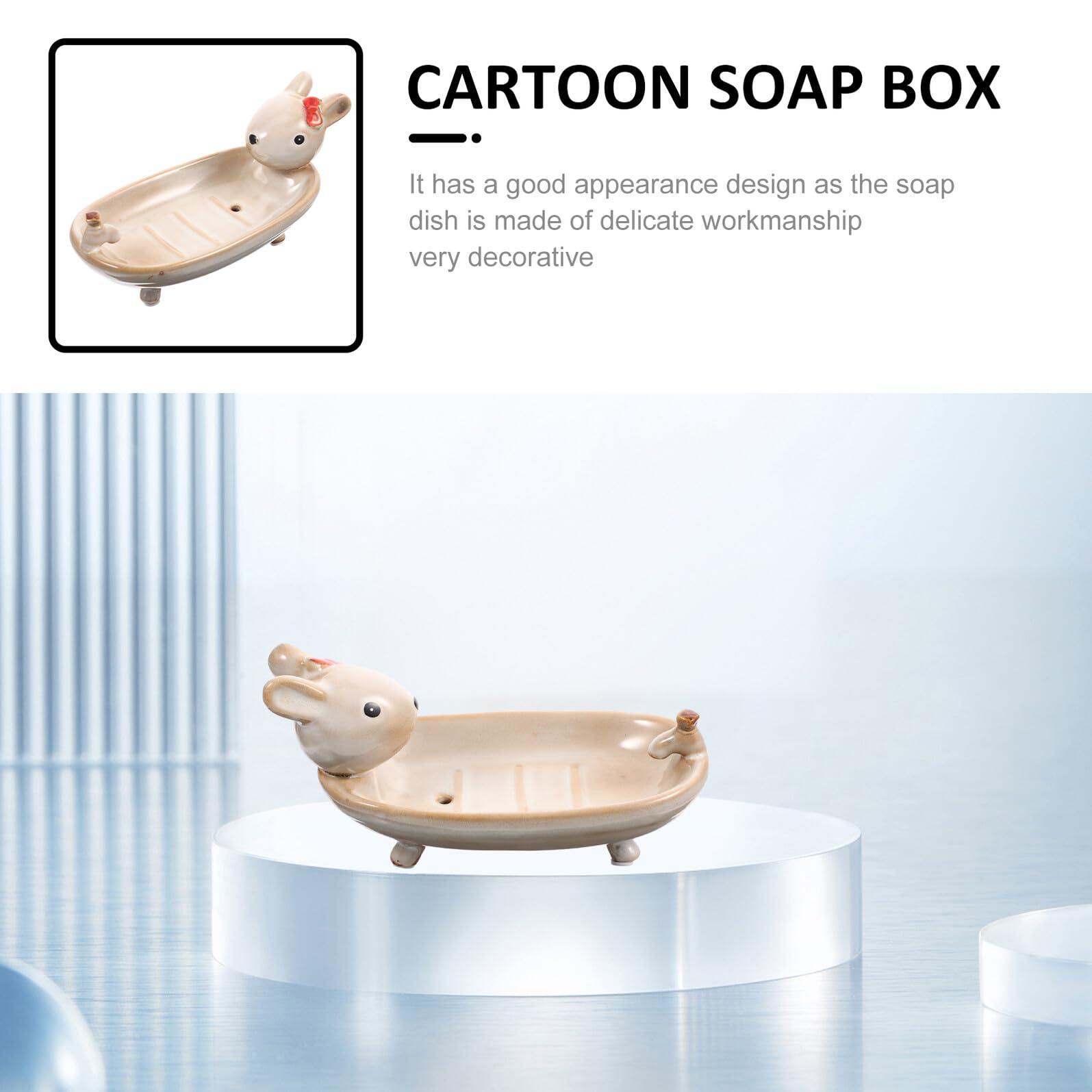 Jabonera de Doble con Diseño de Conejo Resistente al Agua y Estable Bandeja para Jabón y Soporte para Llaves para Lavabo y Baño
