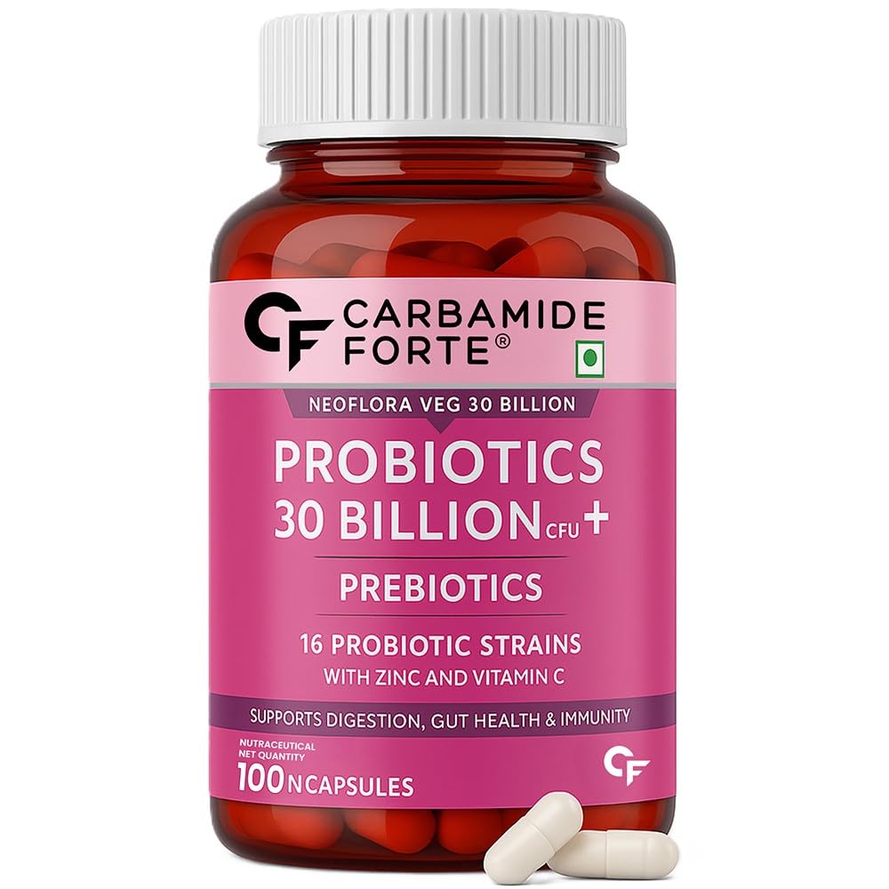 30 Billion Probiotics Supplement | Gut Cleanse Detox | Gut Health Supplement with Prebiotics and Probiotics | Lactobacillus Reuteri 100 Veg Capsules for Men & Women