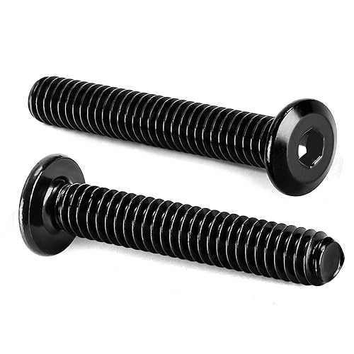 Tornillos avellanados de cabeza plana M6 x 1.378 in para muebles, silla, mesa, escritorio, cuna, acero al carbono, óxido negro, totalmente roscado,