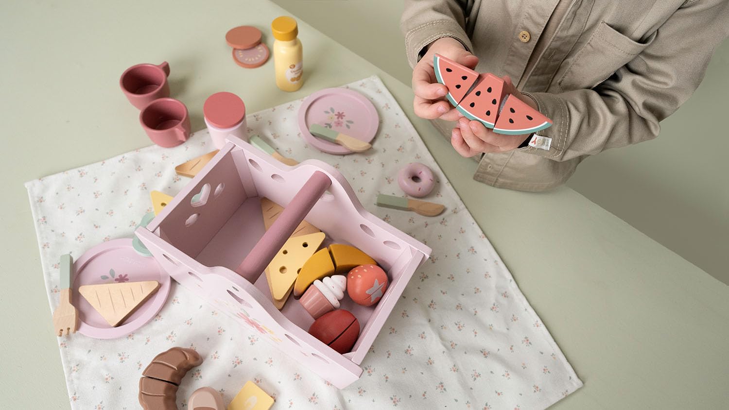 Little Dutch 8025 FSC Holz Picknick-Set - rosa