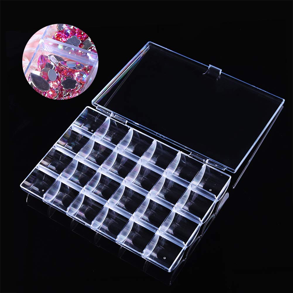 24 Slots Empty Clear Nail Art Decoration Storage Box Nail Glitter Rhinestone Crystal Accessories Container Storage Box