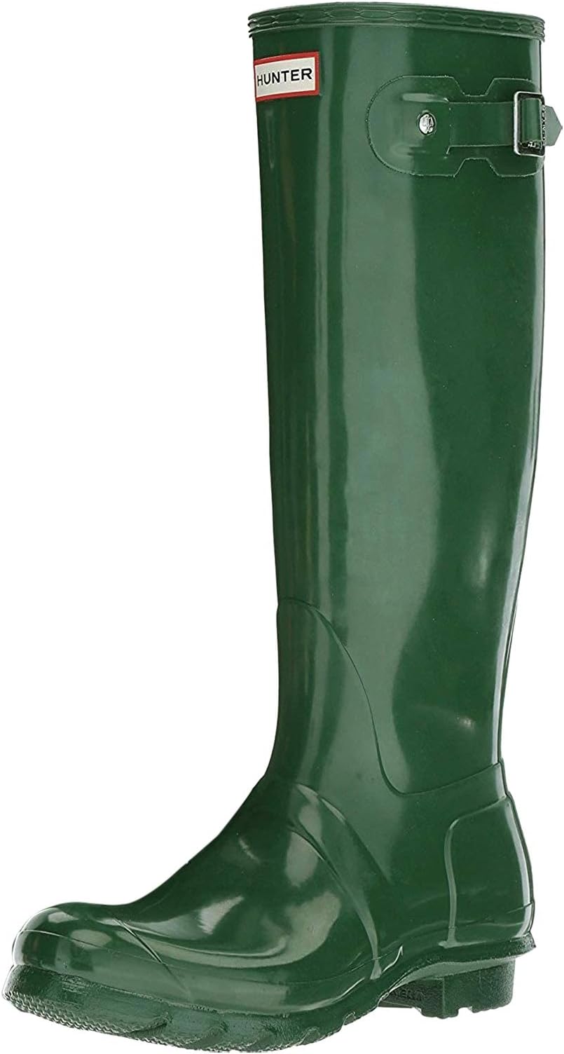 HunterWomen's Original Tall Gloss Rain Shoe, Green, 7 M US