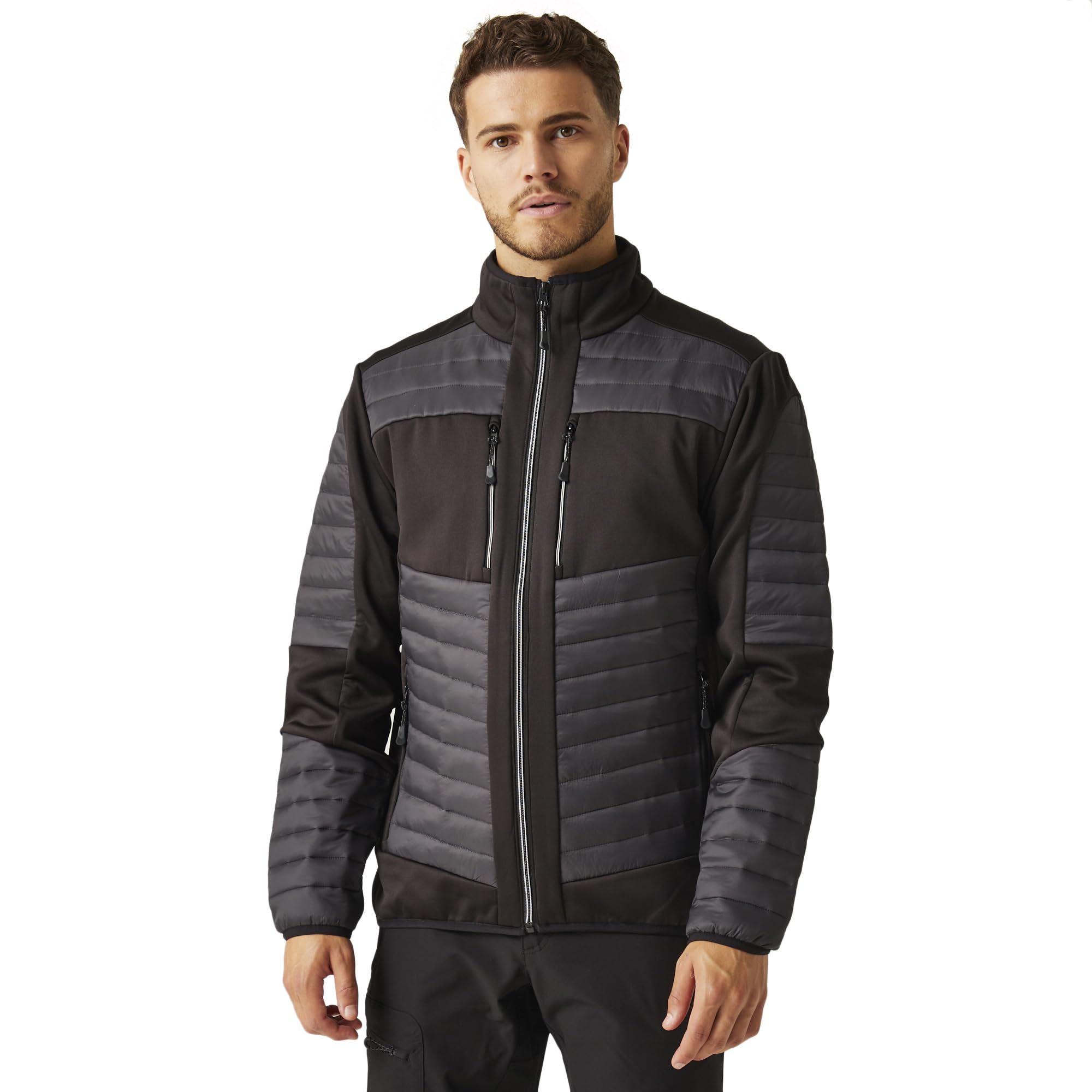 Regatta Professional Mens Unisex Evolve Baffled/Quilted Thermal Hybrid Jacket, Grey/Black, XS EU