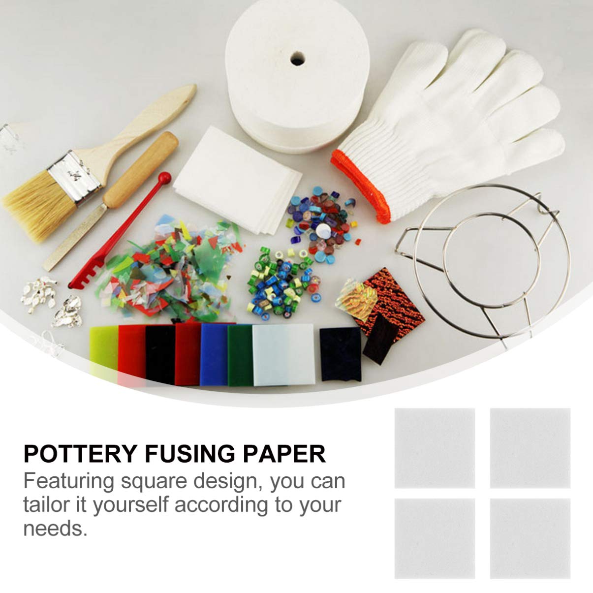 EXCEART 60 Blatt Glas-schmelz Papier Rundes Glas Ofen Papier Für Fusing Papier Stoff Holzofen Dichtungspapier Brennpapier Für Keramik Keramisches Fixierpapier 7c Glasteller Runden Weiß