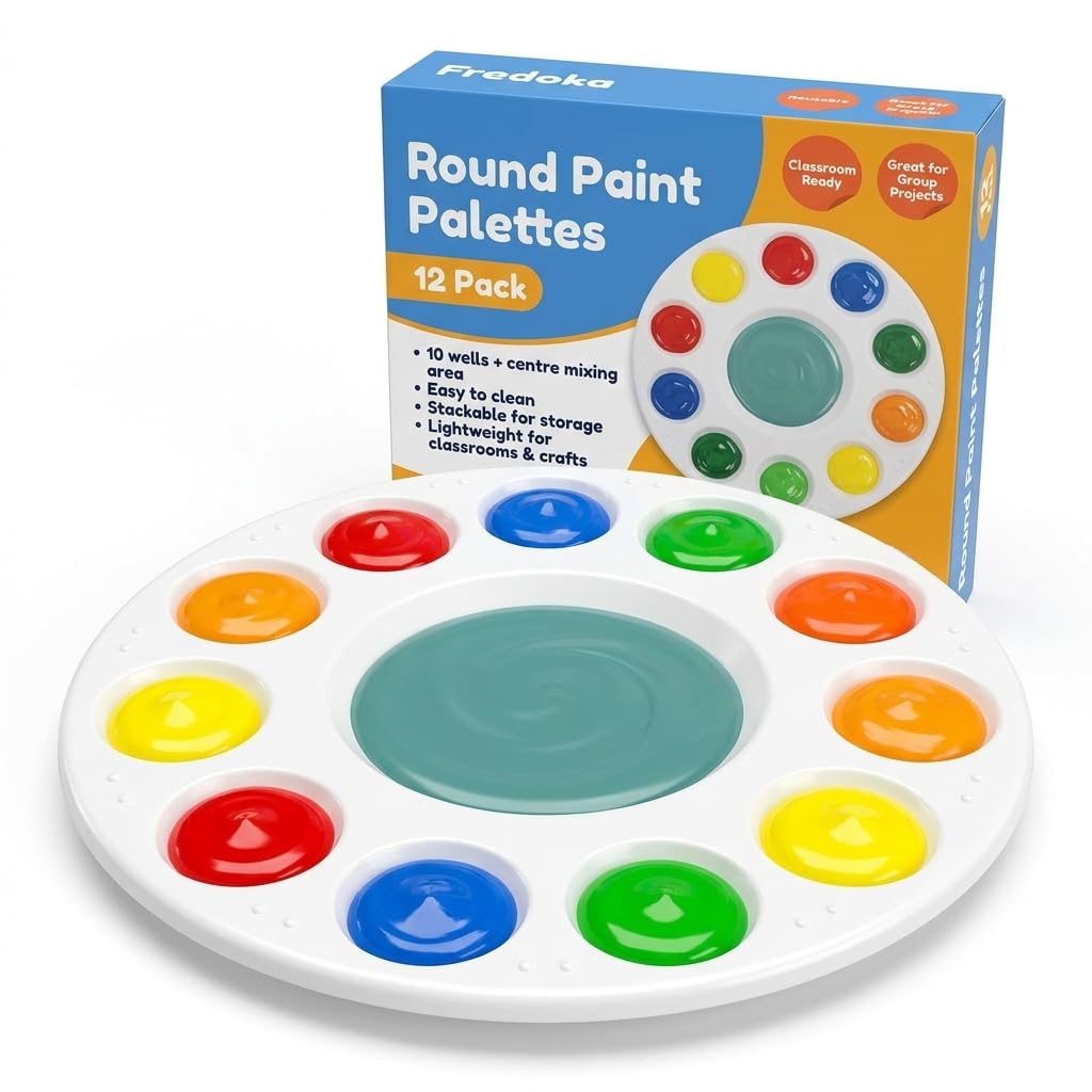 12 X Paint Tray Palettes by HEALUA, Plastic Paint Pallets for Kids or Students to Paints on School Project or Art Classes
